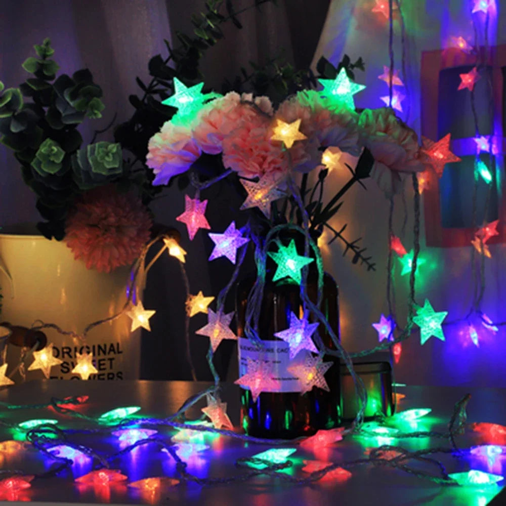 LED Star String Lights USB/Battery Operated Fairy Lights Christmas Garland For Party Wedding Home Outdoor Patio Decoration