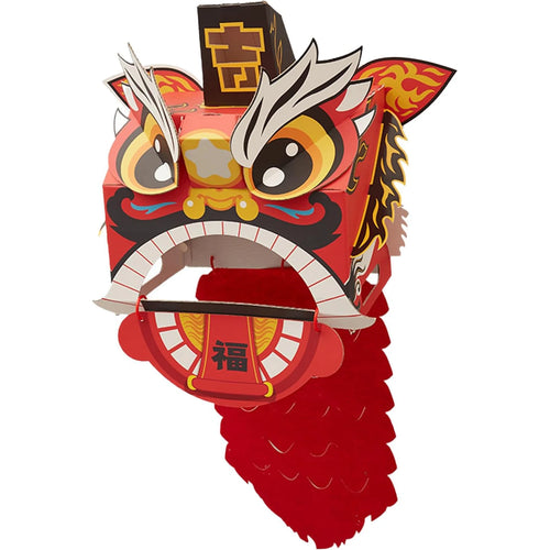 3D Chinese Lion Dance Head DIY Assembly Handheld Dancing Head for New Year Party Chinese Spring Festival Home Decoration