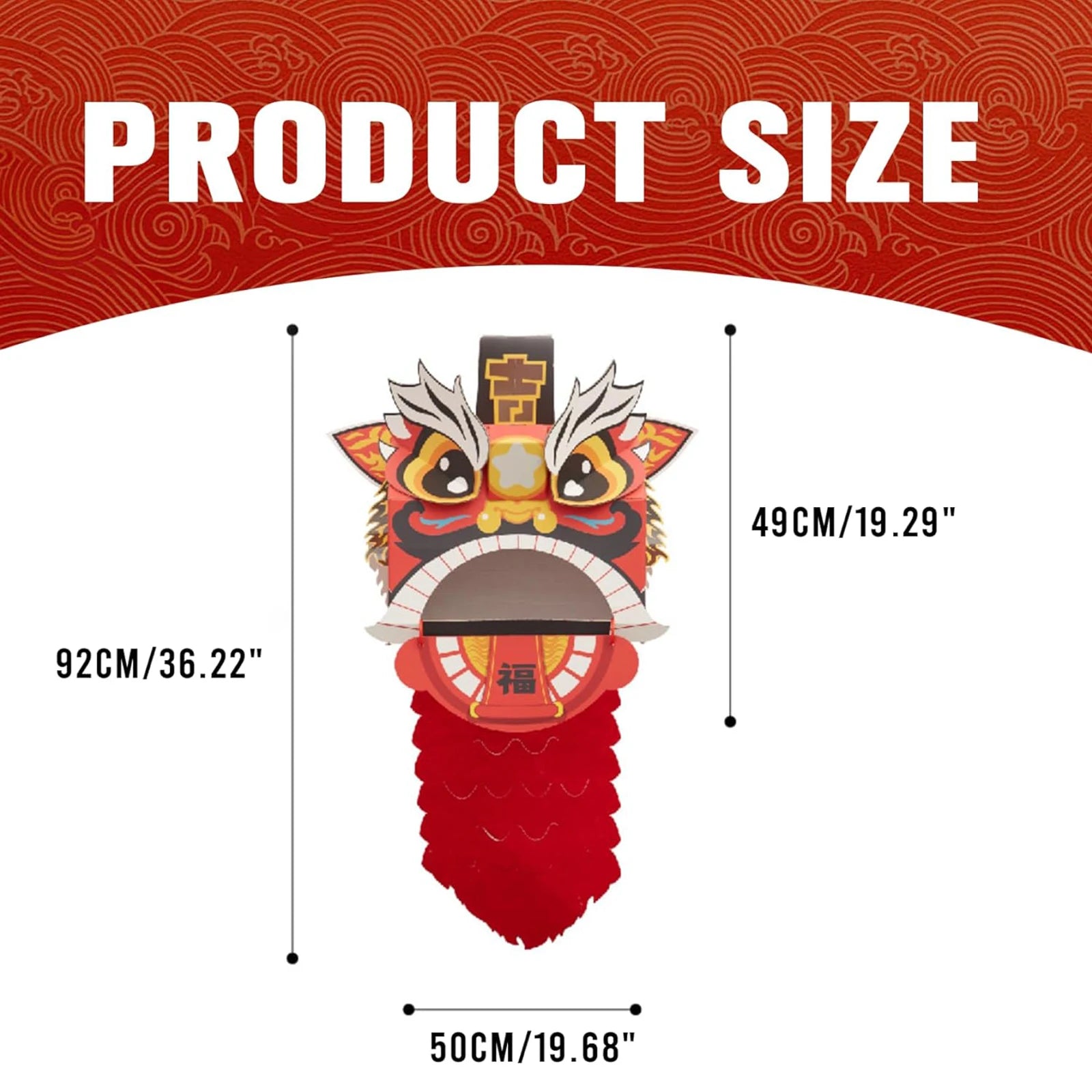 3D Chinese Lion Dance Head DIY Assembly Handheld Dancing Head for New Year Party Chinese Spring Festival Home Decoration